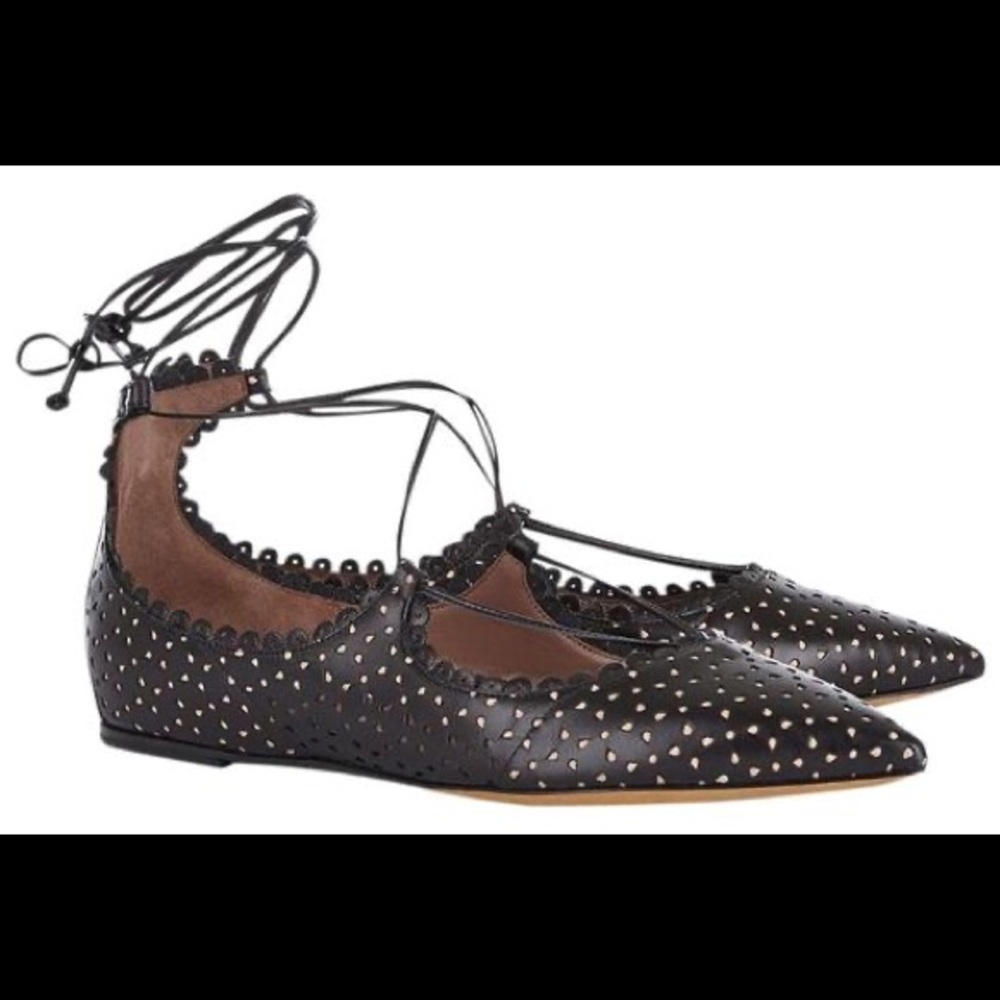 Tabitha Simmons Black Flats with Cutout Design
